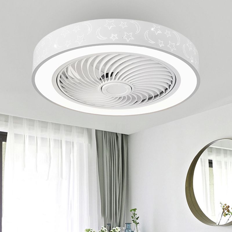 Round Bedroom Ceiling Fan Light Metal LED Simple Close to Ceiling Lighting