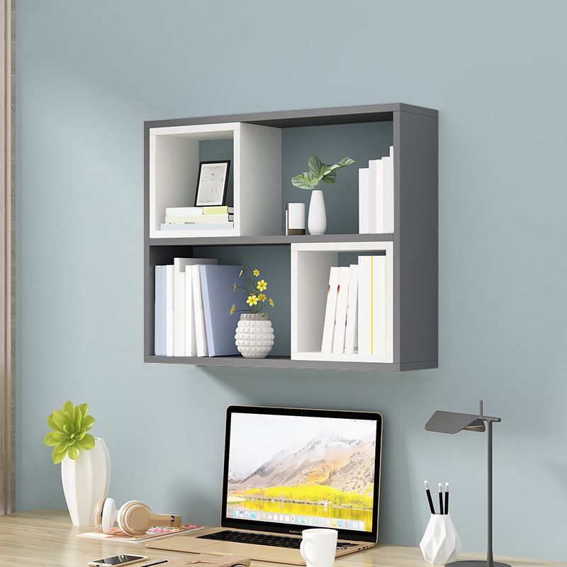 Modern Wall Mounted Shelf Bookcase Engineered Wood Home Bookshelf