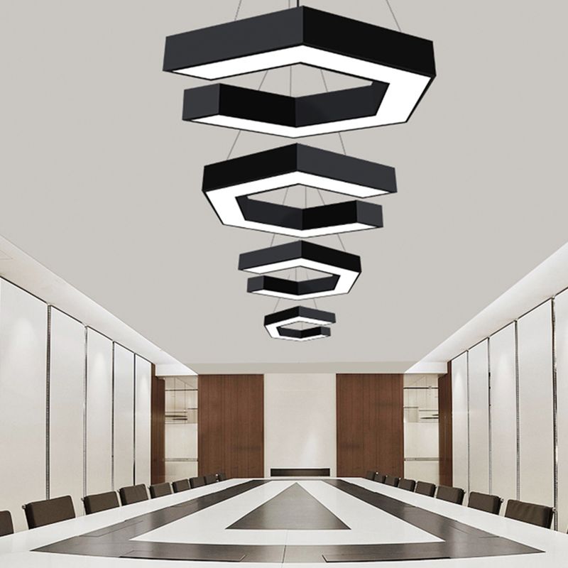 Geometric LED Pendant Light Modern Metal Hanging Pendant for Office Meeting Room