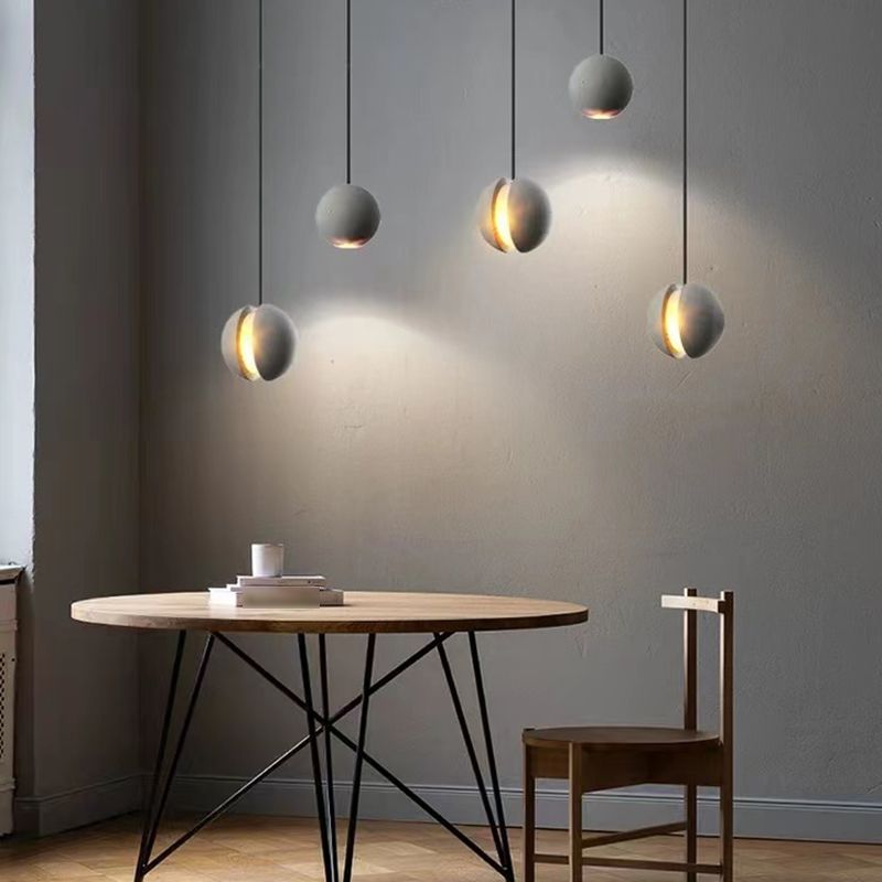 Cement Moon Shaped Multi-Light Pendant Nordic Style Hanging Lamp for Dining Room