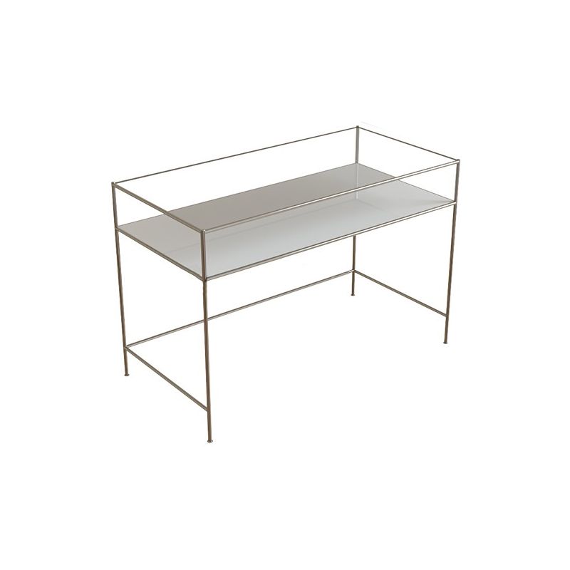 Modern Rectangular Writing Desk Chrome 31.5-inch Tall Office Desk with H-Base