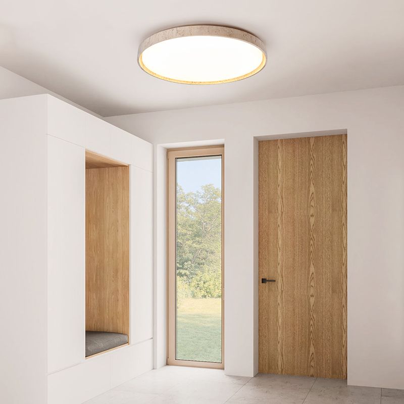 Modern Simple Wooden Ceiling Lamp Round Shape LED Ceiling Light for Living Room