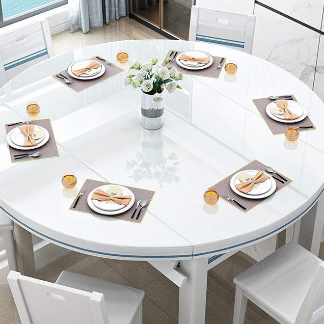 1/5/7 Piece Dining Room Table and Chair Set in White, Contemporary