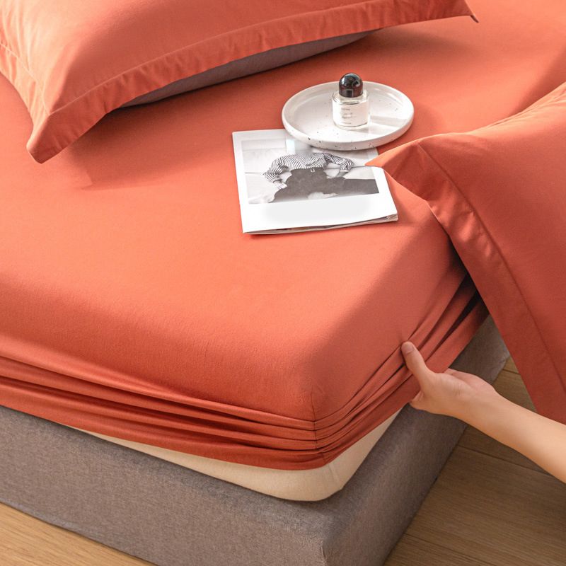 Cotton Soft Bed Sheet Solid Color Wrinkle Resistant Sheet Set