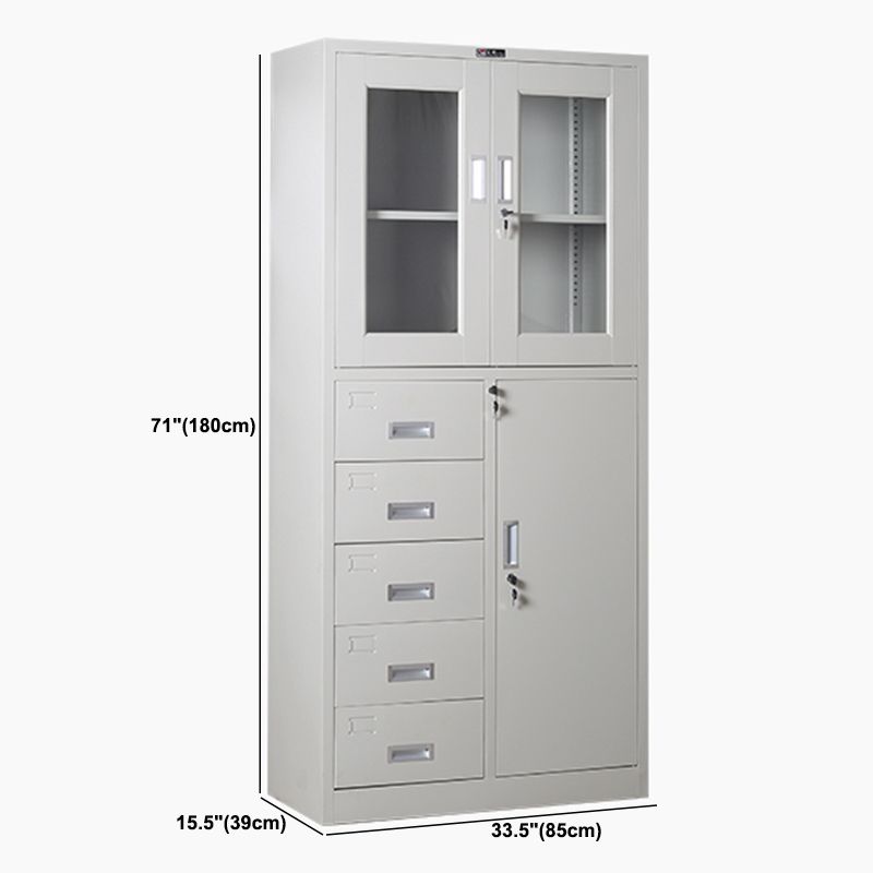 Light Gray File Cabinet Vertical Fireproof File Cabinet with Locking Drawers for Office