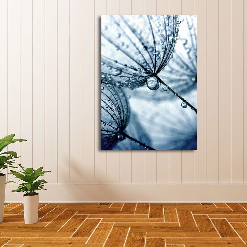 Leaf with Dew Canvas Art Nordic Textured Living Room Wall Decoration in Soft Color