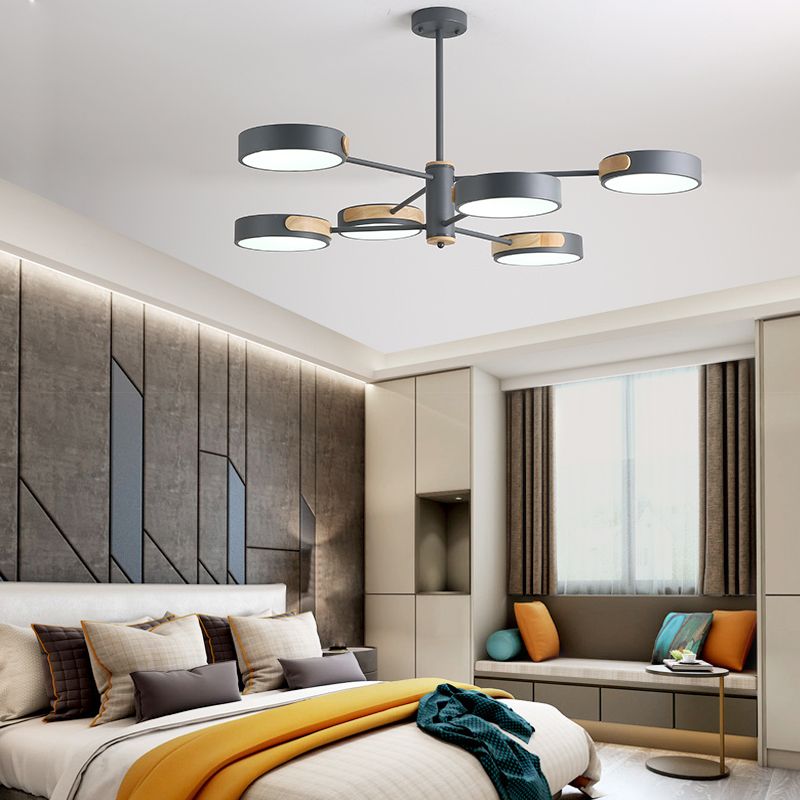 Modern Metal Flush Mount Cylinder Shape Ceiling Light with Acrylic Shade for Living Room