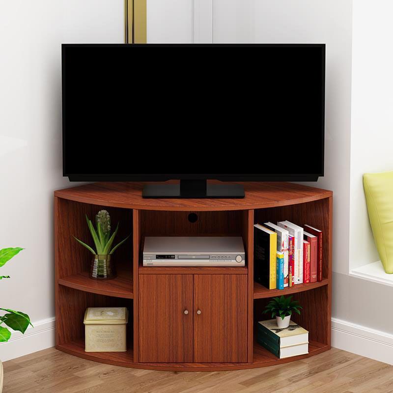 Contemporary Corner TV Stand Console Wooden TV Stand with 2 Doors