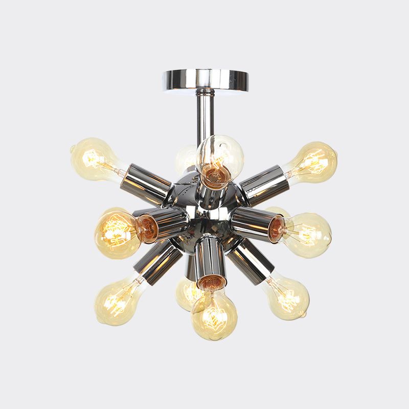 Chrome/Gold Sputnik Semi Flush Mount Vintage Iron 6/9/12 Lights Restaurant Flush Ceiling Lamp Fixture