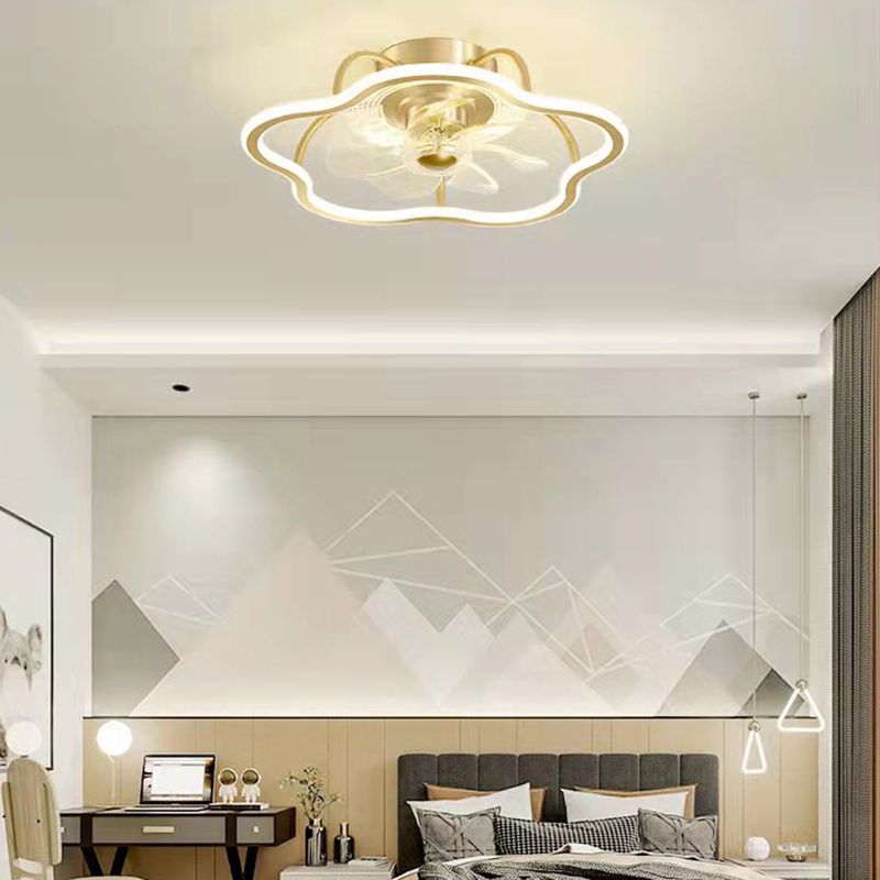 Acrylic Gold LED Ceiling Fans in Kids Creative Style Wrought Iron Ceiling Light for Bedroom