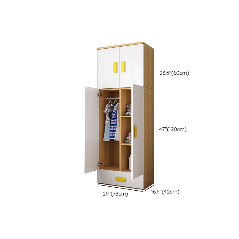 Manufactured Wood Kids Closet Modern Style Wardrobe Closet with 1 Drawer