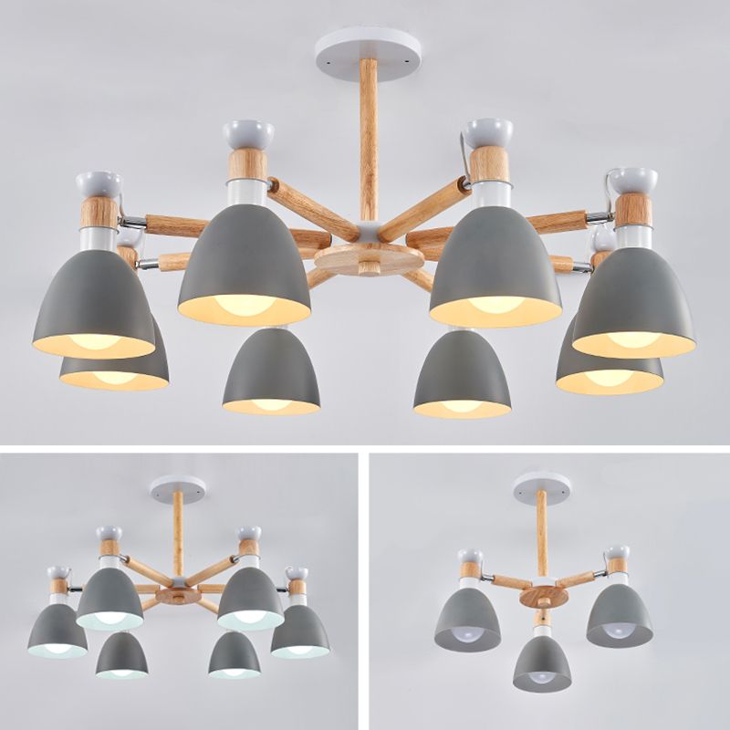 Multi Light Cone Sanging Chandelier Modern Macaron Style Metal Metal Hanging Lamping pour chambre à coucher