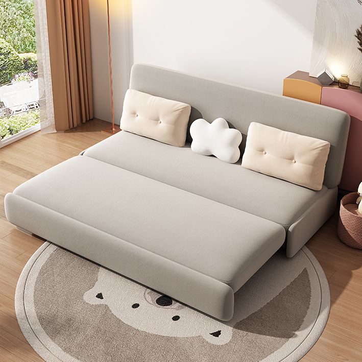 Contemporary Armless Velvet Bed Sofa Couch with Storage in Grey