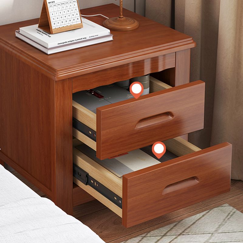 Modern Accent Table Nightstand Antique Finish Nightstand with Drawers