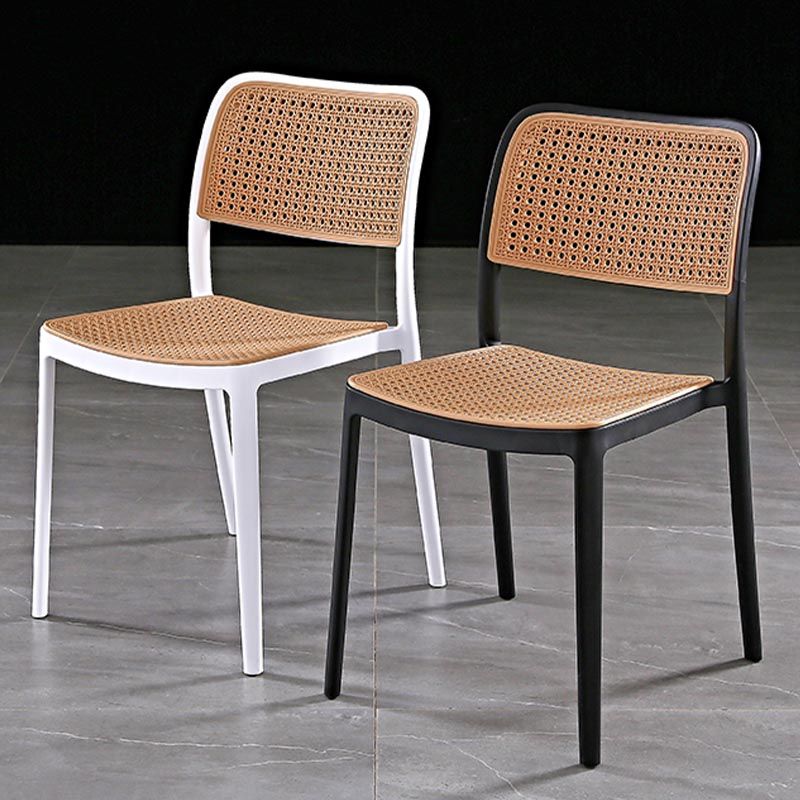 Modern Plastic Side Chair Open Back Dining Chair with 4 Legs