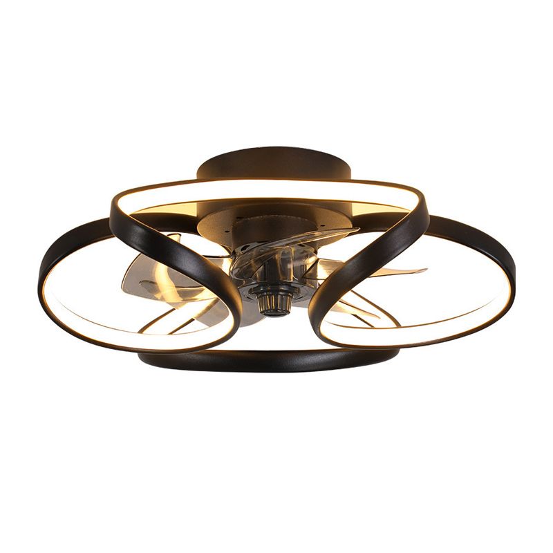 Contemporary Waves Ceiling Fan Light Metal 1 Light LED Ceiling Fan for Bedroom