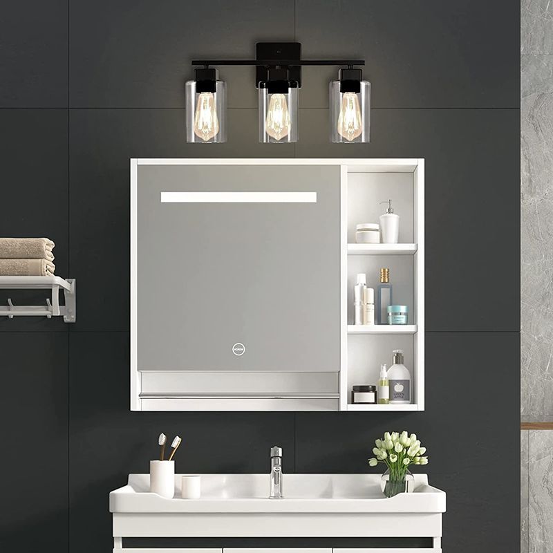 Glass Shaded Bath Vanity Lighting Industrial Black Light for Bathroom