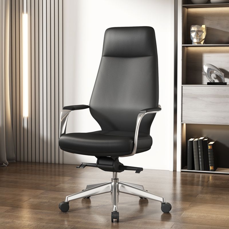 Fixed Arms Desk Chair Modern No Distressing Leather Ergonomic Office Chair