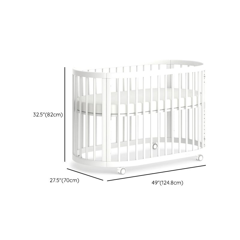 Nordic Style Oval Shape Crib Solid Wood 4-In-1 Convertible Crib