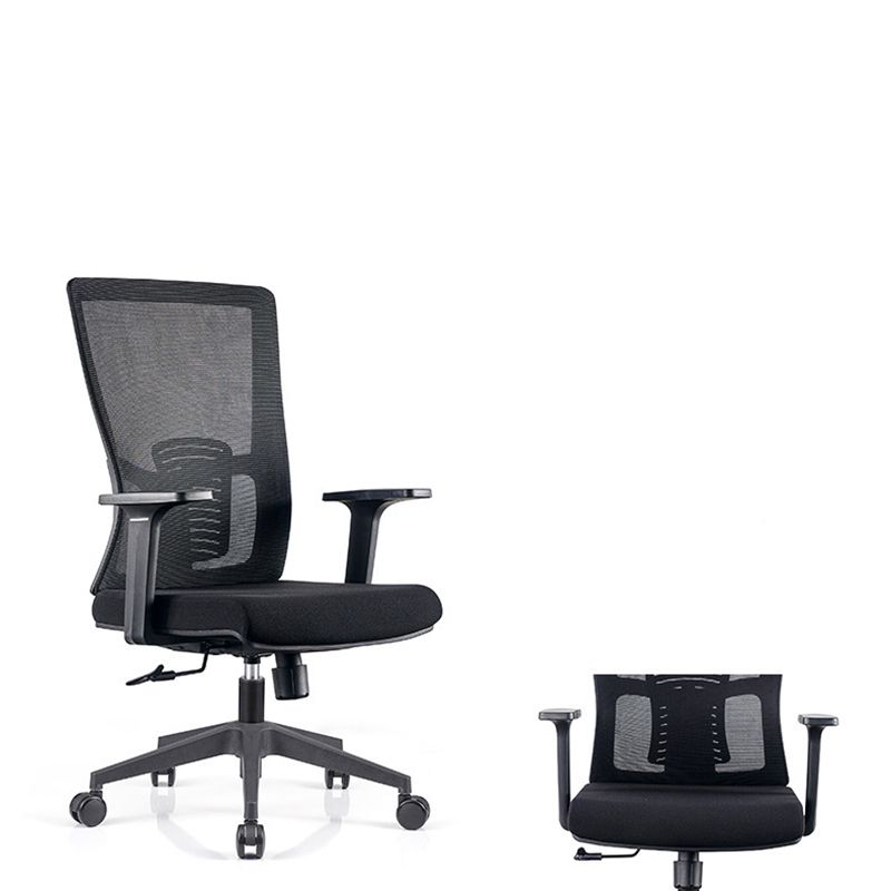 Fixed Arms Office Chair No Distressing Ergonomic Desk Chair with Wheels