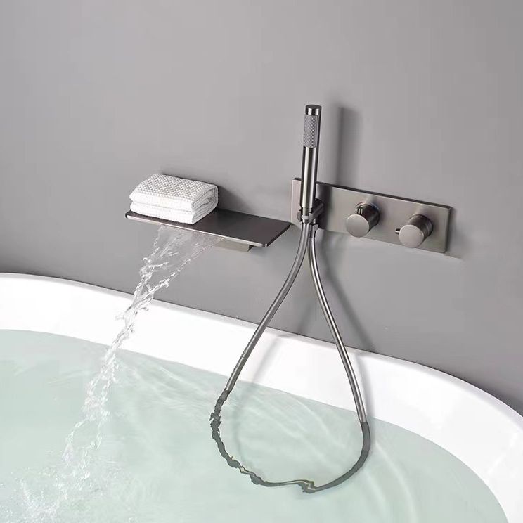 Modern Bath Faucet Solid Color Wall Mounted Waterfall Bathroom Faucet with Double Handle