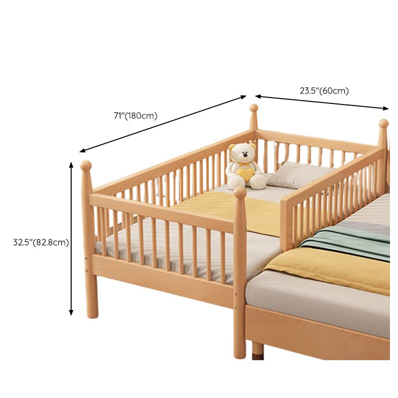 Solid Wood Baby Crib Washed Natural Crib with Guardrail and Mattress