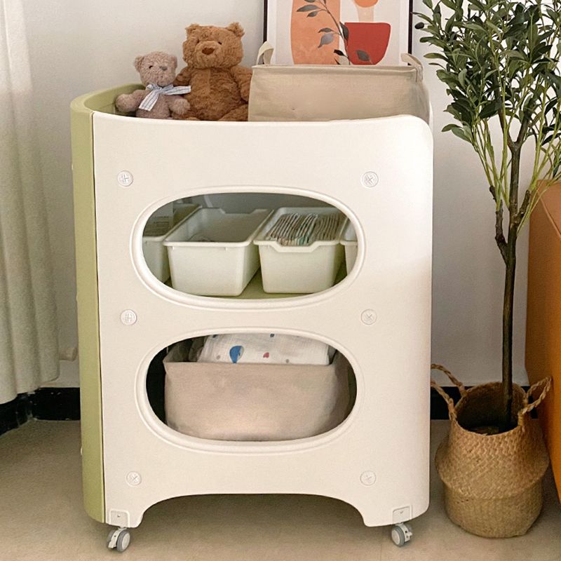 Flat Top Changing Table Plastic Changing Table with Safety Rails and Shelf