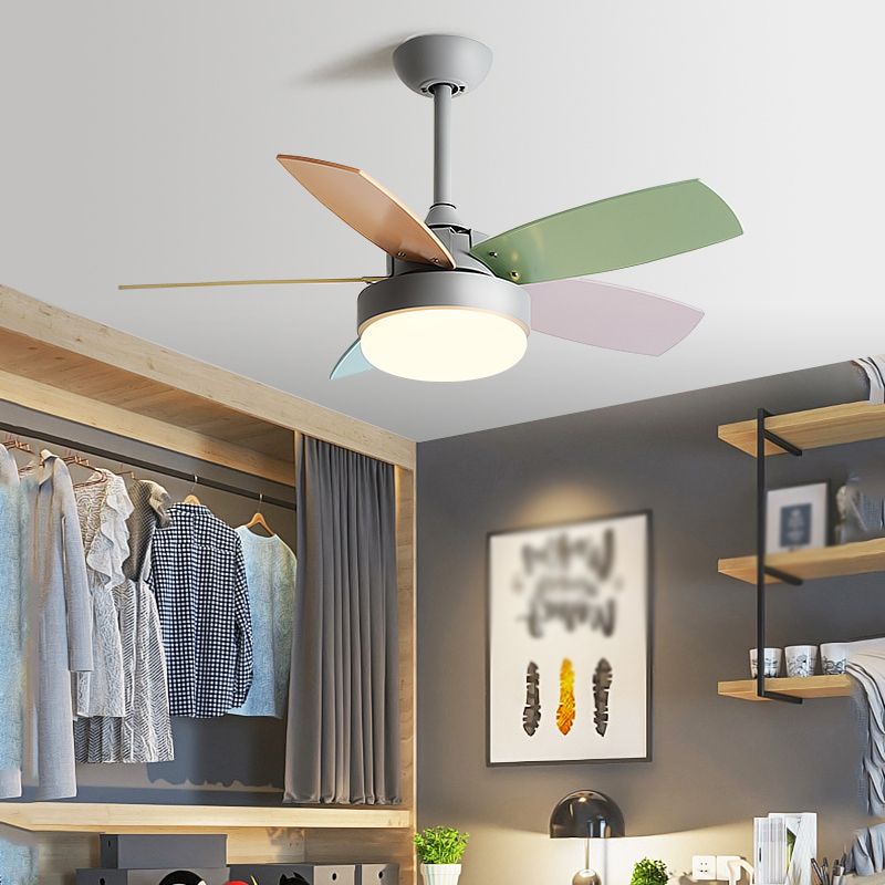 Metal Fan Ceiling Lights Modern Style 1 Light Flush Mount Lamp