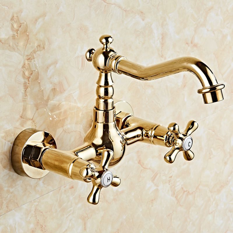 Glam 2-Handle Bathroom Sink Faucet 2-Hole Wall Mounted Bathroom Faucet