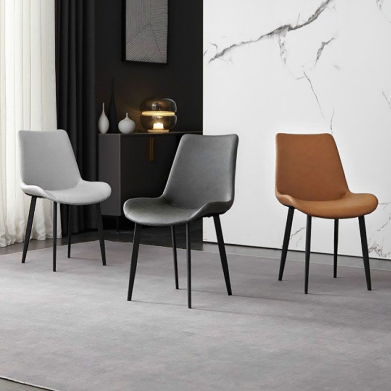 Contemporary Dining Chairs Kitchen Armless Side Chairs with Metal Legs