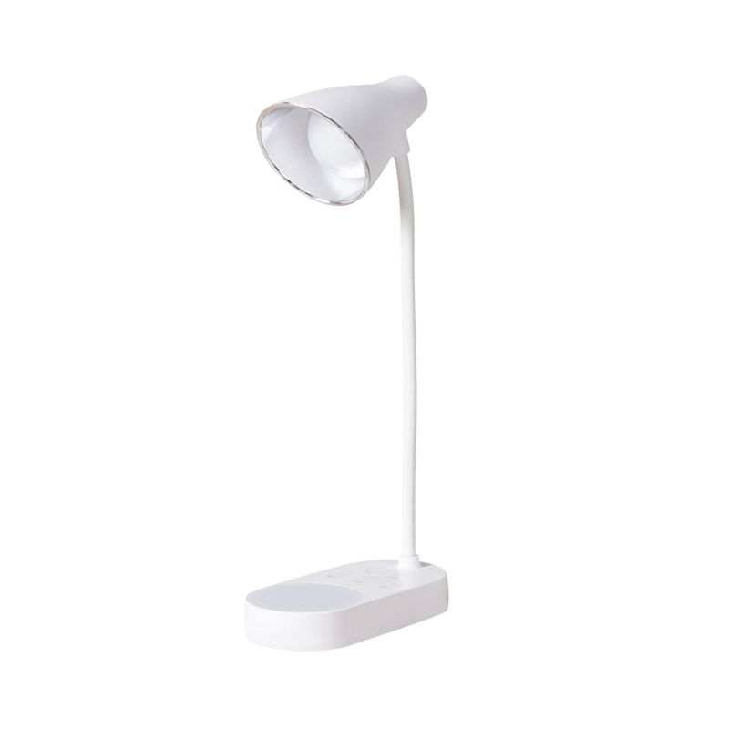 Lámpara de escritorio LED de atenuador de 5 niveles táctiles sensibles a la tono de campana de carga usb en blanco