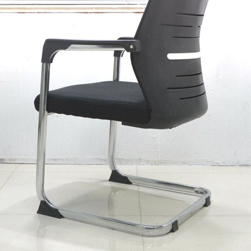 Modern Desk Chair Mesh Computer Chair in Black Mid-Back Chair No Wheels