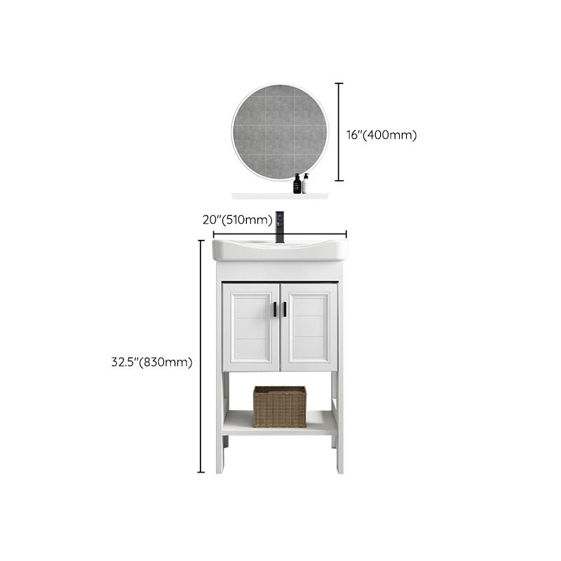 Modern Single Bath Vanity Freestanding White Metal Base Sink Vanity