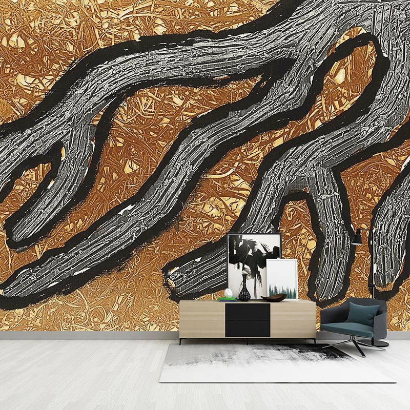 Brown Tree Roots Wallpaper Murals Stain-Proof Artistic Living Room Wall Decoration