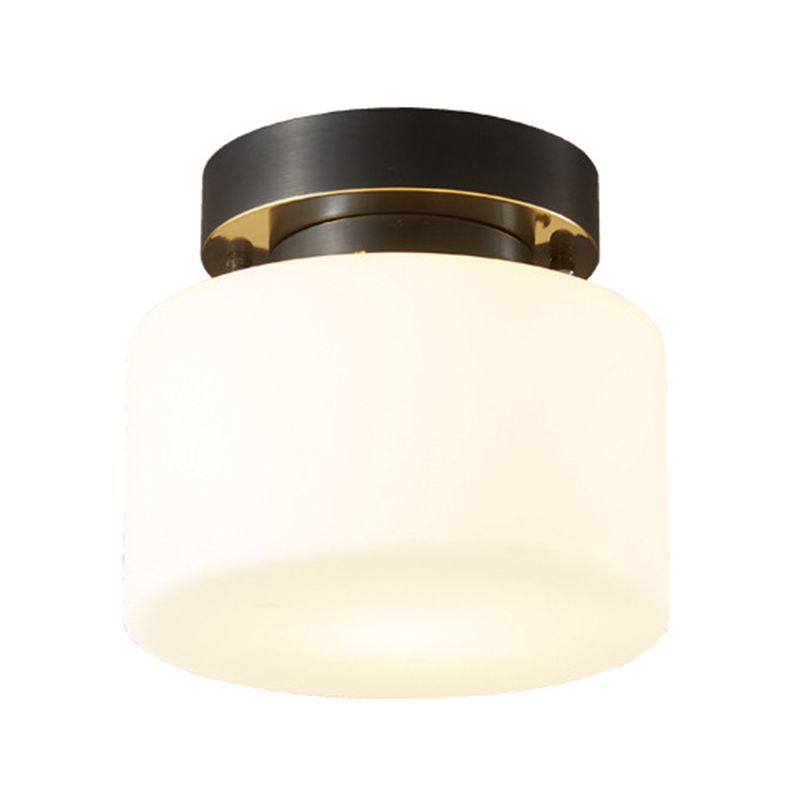 Contemporary Ceiling Lighting Drum Flush Mount Fixture with Glass for Vestibule