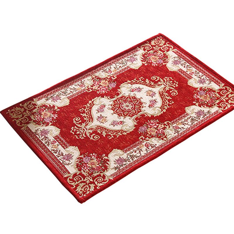 Vintage Peony Printed Rug Multicolor Synthetics Carpet Washable Pet Friendly Non-Slip Backing Rug for Door