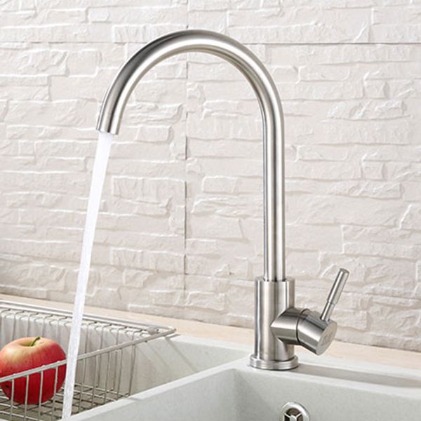 Modern Pull down Single Rotary Switch Kitchen Faucet High Arch Water Filler