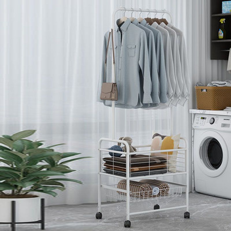 Contemporary Hall Stand Metal Storage Baskets Shelving Included Free Standing Coat Rack