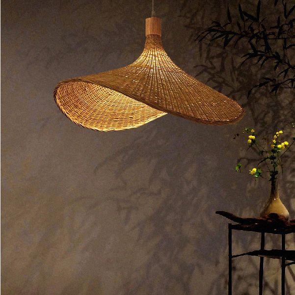 Chapeau de paille moderne suspendu luminaires rattan 1 lumière légère pendante