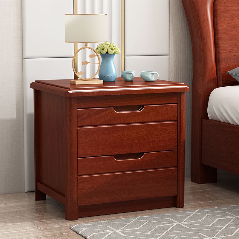 Solid Wood 20" Bed Nightstand 2-Drawer Walnut Modern Night Table