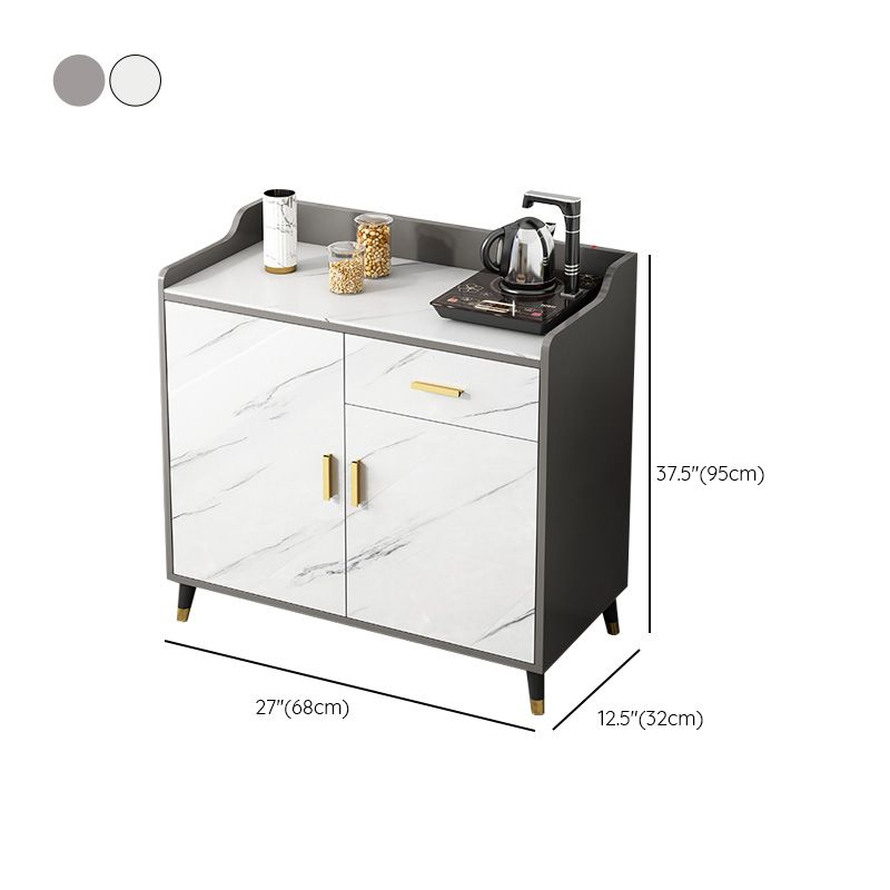 Glam Style Sideboard Stone Adjustable Shelving Side Board with Cabinets and Drawers