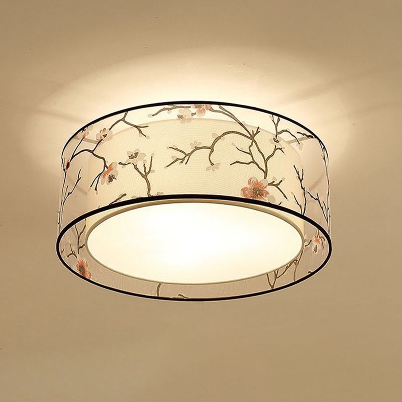 Multi Lights Ceiling Light Simple Flush Mount Ceiling Lamp with Fabric Shade for Bedroom