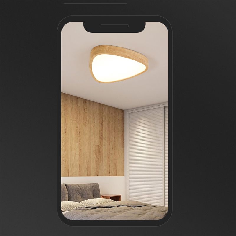 Modern Style Triangle Shape Flush Mount 1 Light Wood Ceiling Light for Bedroom