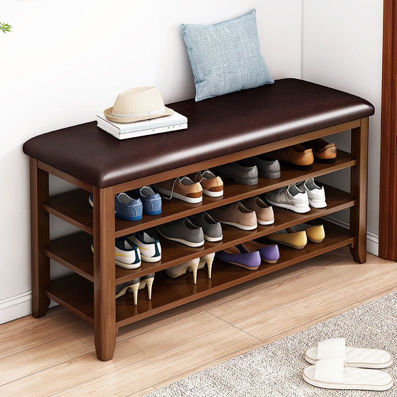 11.81 Inch Wide Seating Bench Rubberwood Bench with Shoes Storage