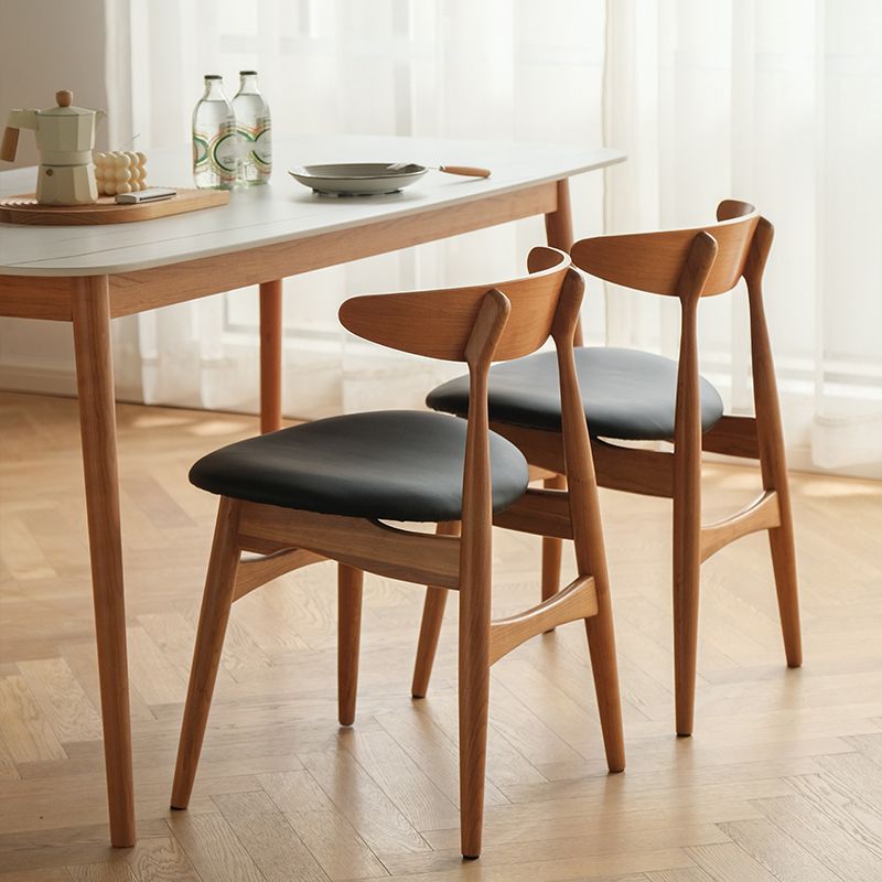 Contemporary Kitchen Solid Wood Side Chair Open Back Dining Side Chair