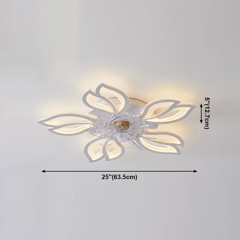 Nordic Metal Ceiling Fan Lamp Multi-Head Flush Mount Light Fixture with ABS Fan Blade