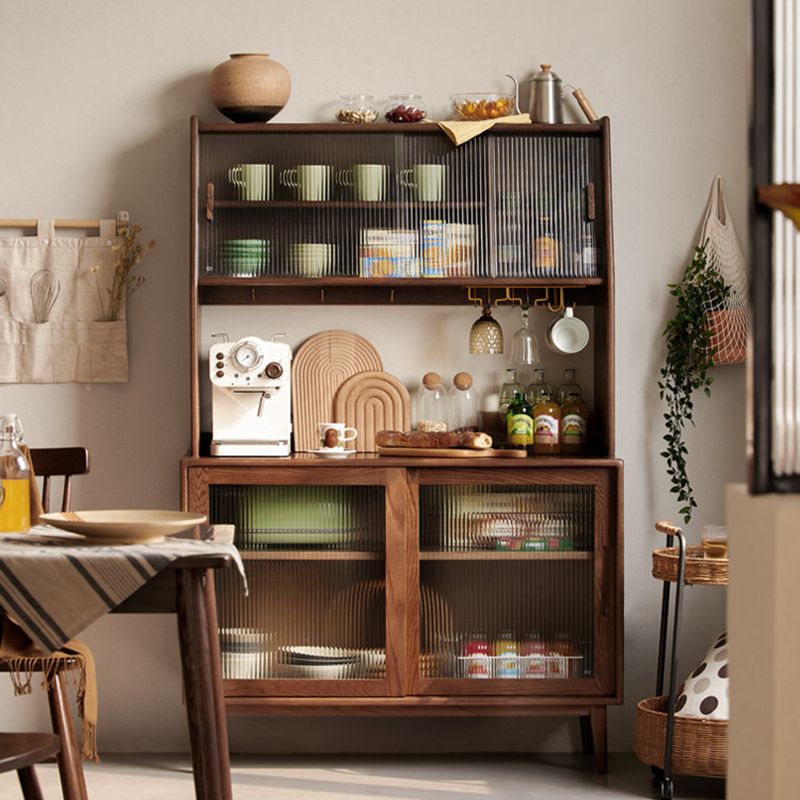 Modern Style Espresso Sideboard Solid Wood with Sliding Door