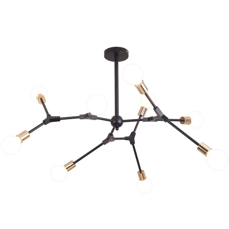 Branch Hanging Light Kit Industrial Black Metal Chandelier Pendant Light for Living Room