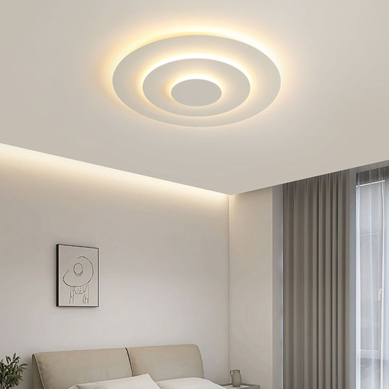 Modern Metal Flush Mount Geometric Shape Ceiling Lamp with Acrylic Shade for Bedroom