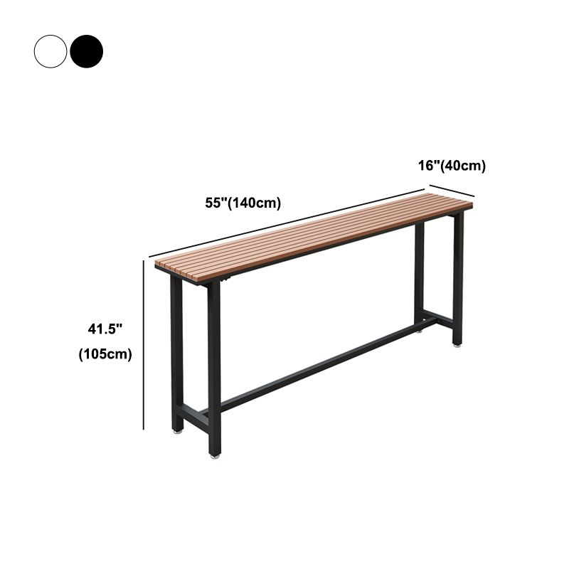 Wood Bar Dining Table Modern Rectangle Bar Table with Trestle Pedestal for Balcony